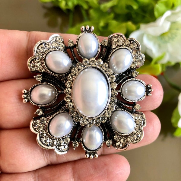 Brooch Pin, White Pearl Brooch, Pearl Jewelry