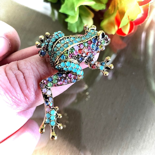 Colorful Frog Brooch, Frog Brooch Pin, Colorful Toad Brooch, Frog Brooch, Frog Jewellery, Frog Gift, Toad Pin