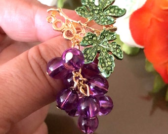 Grapes Brooch Rhinestone Brooch or Pendant, Gift