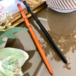 Wood Hair Sticks, 2 pcs Fine Carved Wood Hairpin Simple Smooth Wood Hair Stick, Shawl Pin Fork Hair Stick, Solid Wood