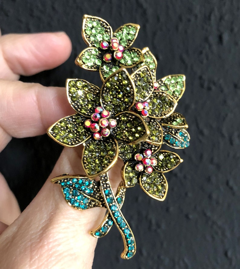 Florale Strass Brosche oder Anhänger, Brosche Pin, Vintage Stil Schmuck, Geschenke für sie Bild 3