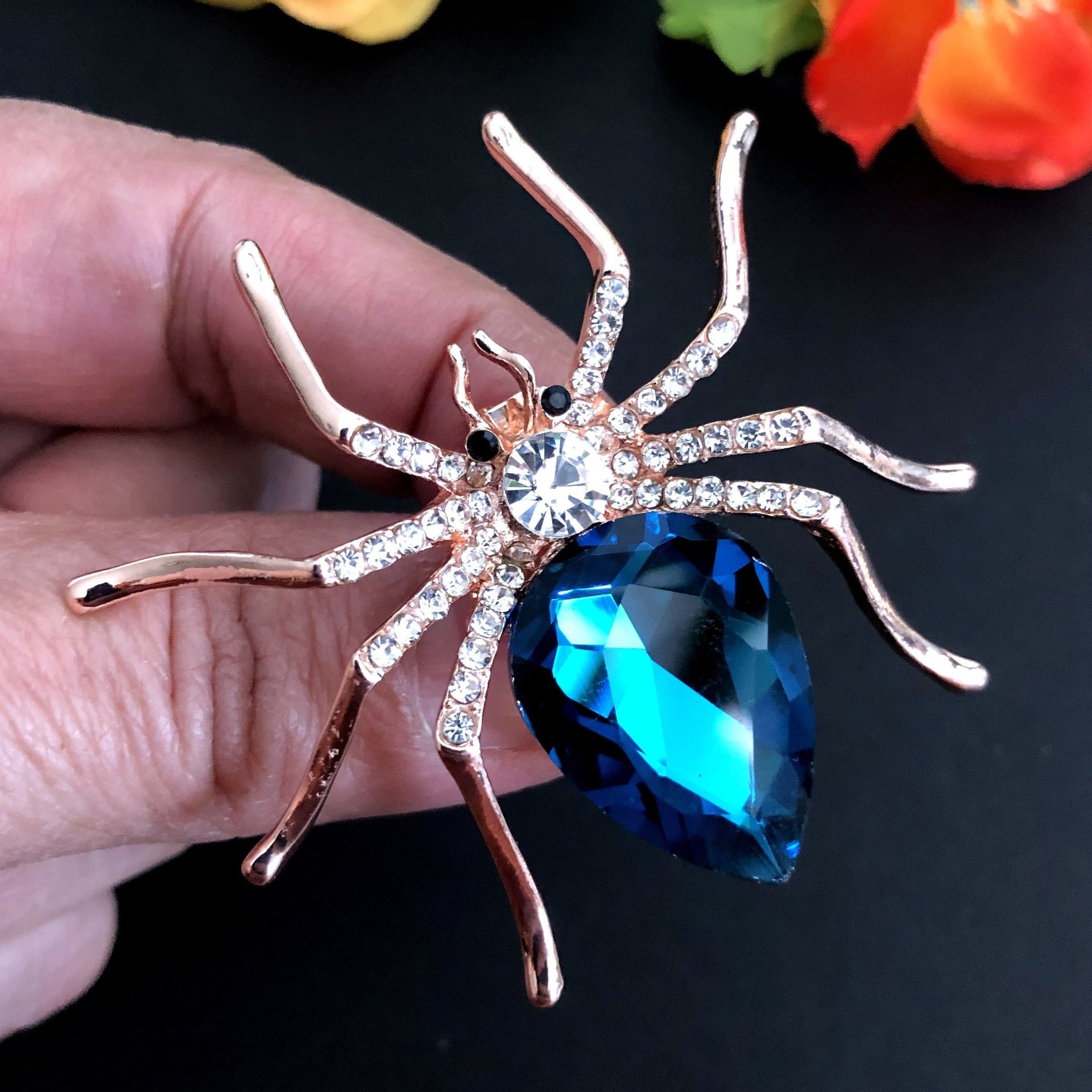 Large Blue Spider Brooch Spider Brooch Blue Spider Jewelry Spider Jewellery Spider Gift Big Spider Brooch Etsy Denmark