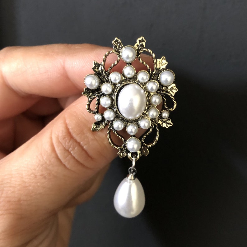 Brooch Pin White Pearl Brooch Pearl Jewelry zdjęcie 1