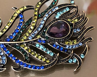 thumbnail image 2 of CZ Crysta Peacock Brooch Pin For Women Elegant Seychelles 2 of 10