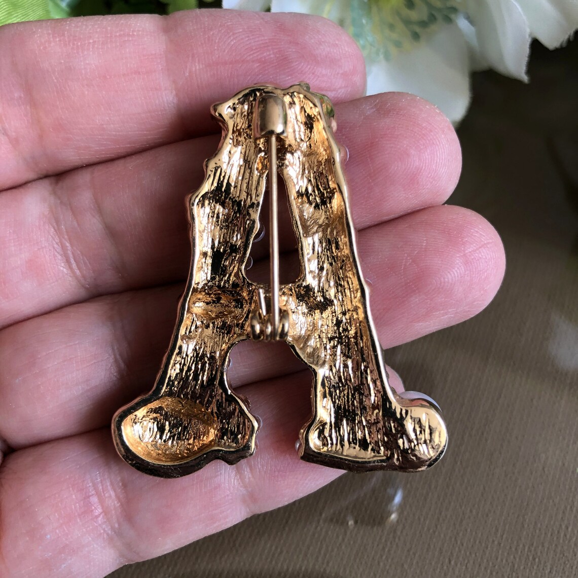 Letter A Brooch Pin Initial Monogram Brooch Large Brooch Etsy