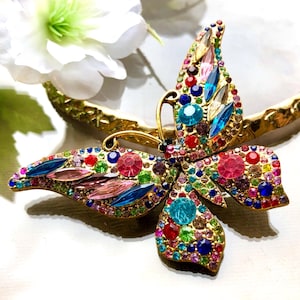 Large Butterfly Brooch Pin, Butterfly Jewellery, Butterfly Jewelry, Butterfly Gift, Crystal Butterfly Brooch