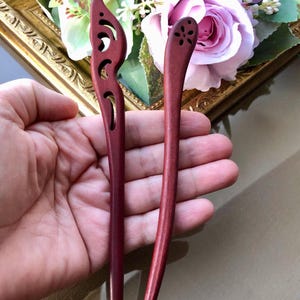 Wood Hair Sticks, 2 pcs Fine Carved Wood Hairpin Simple Smooth Wood Hair Stick, Shawl Pin Fork Hair Stick, Solid Wood