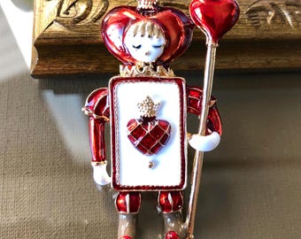 Emaille Herz Dame der Herz Brosche: Vintage Poker Pin
