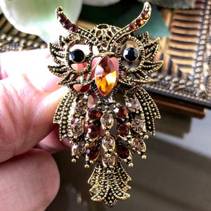 Owl brooch pin, Crystal rhinestone brooch, Bird brooch, Costume Jewelry for Men or Women, Bird jewellery, Friend gift