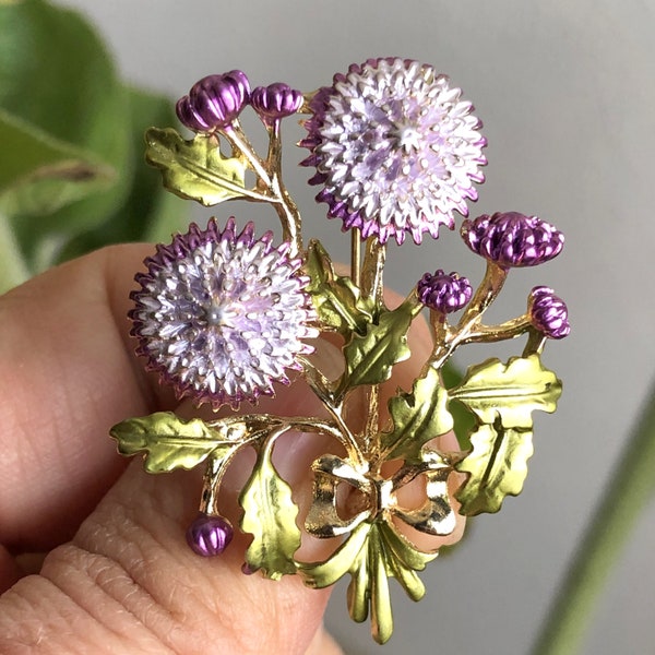 Small floral enamel brooch pin