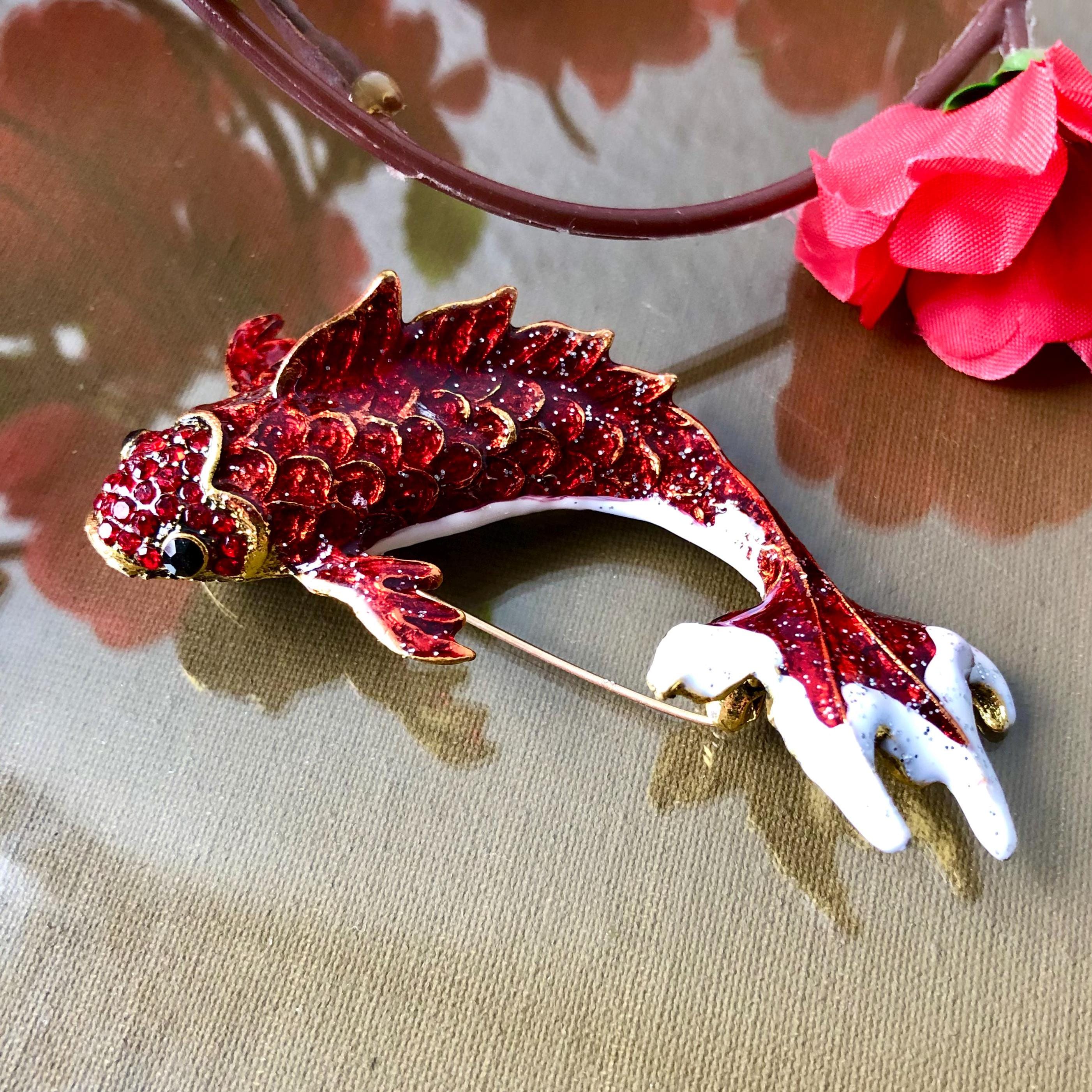 2 X Koi Fish Broches Koi Chap Japonés Koi Pin, Metal