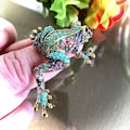 Rhinestone Frog Brooch Pin: Colorful Vintage Style Toad Jewelry product logo