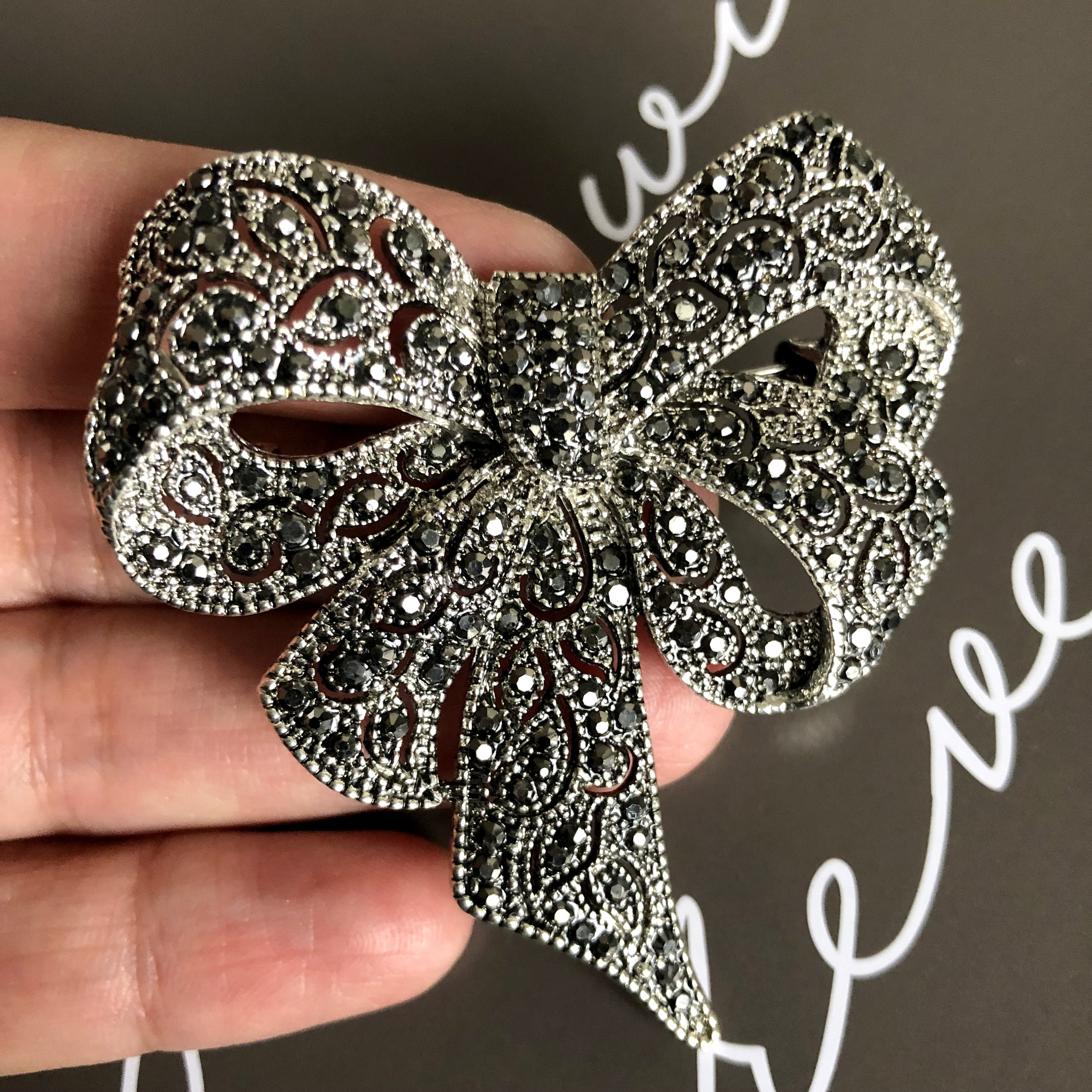 Large Rhinestone Bow Brooch Pin Bow Brooch Scarf Brooch Pin Etsy