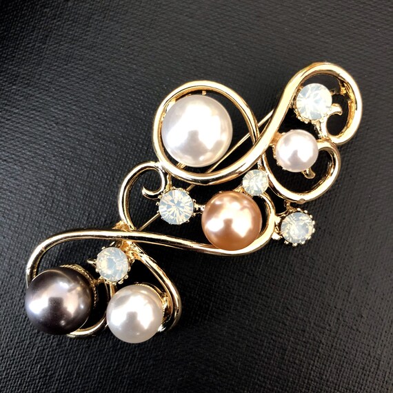 Large Safety Pearl Brooch Pin, Vintage Jewelry, Vi