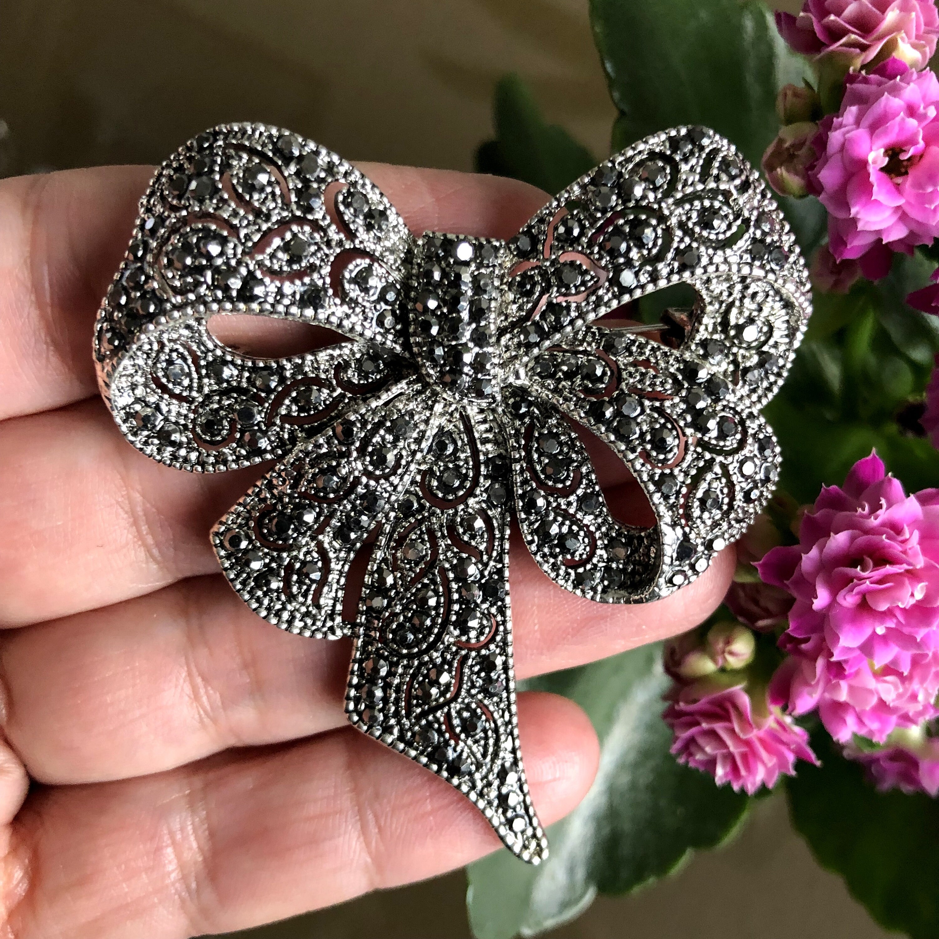 Large Rhinestone Bow Brooch Pin Bow Brooch Scarf Brooch Pin Etsy