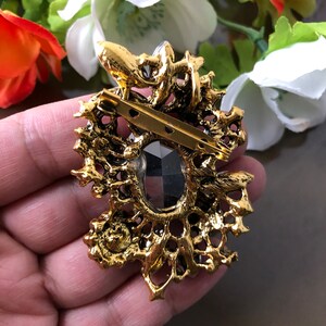 Kaffee Farbe Brosche Pin, Große Kristall Strass Brosche, Vintage Stil Schmuck, Geschenke für sie Bild 4