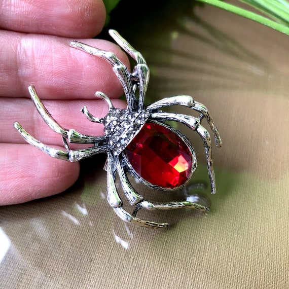 Large Red Spider Brooch, Spider Brooch or PENDANT,