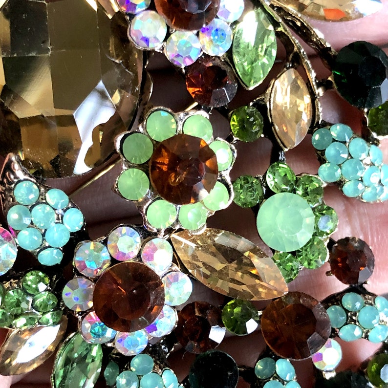 Groene broche grote kristallen strass sieraden decoratieve broche pin vintage stijl sieraden vakantie cadeau afbeelding 4