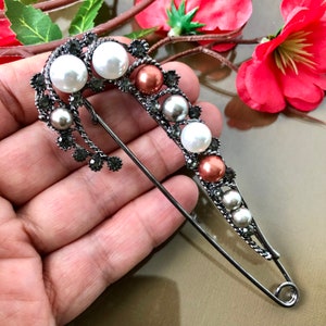 Große Sicherheit Perle Brosche, Vintage-Stil Schmuck, Vintage-Stil Sicherheitsnadel