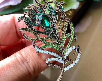 Vintage Jewelry Brooch Signed Toshikane Japan Peacock Bird