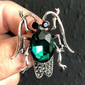 Beetle Bug Brooch or Pendant, Small Crystal Bug Brooch, Insect Brooch, Green Beetle Brooch, Large Beetle Brooch, Scarab Jewelry, Beetle Pin