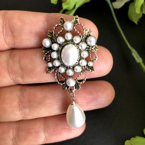 Brooch Pin White Pearl Brooch Pearl Jewelry zdjęcie 3