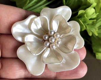 Broche de pedrería de perlas florales, joyería de estilo vintage