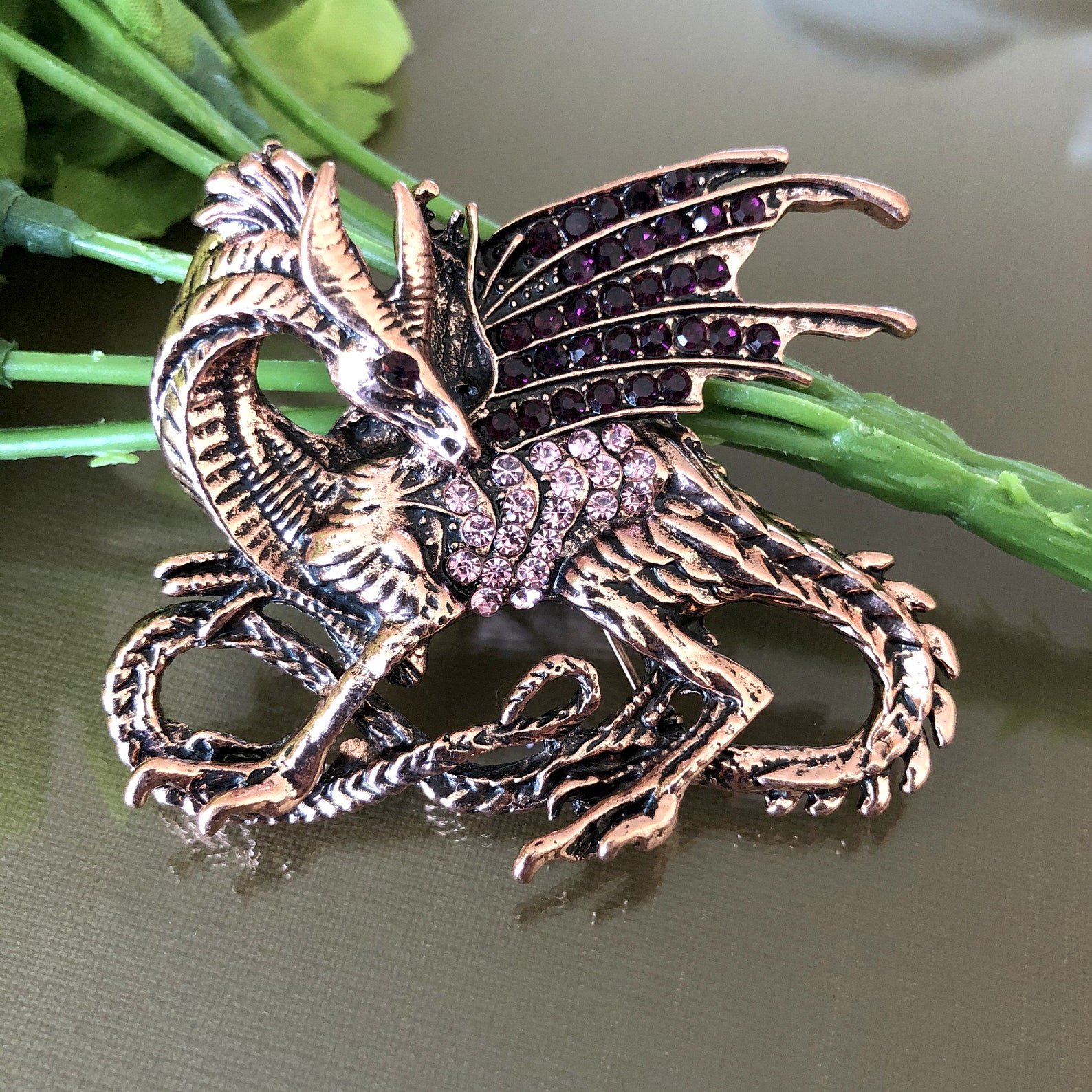Dragon brooch pin Vintage style brooch Costume Jewelry for Etsy