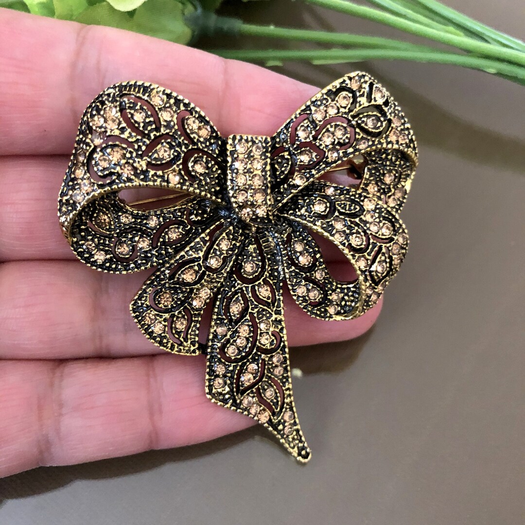 Large Rhinestone Bow Brooch Pin, Bow Brooch, Scarf Brooch Pin, Brooch