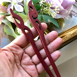 Wood Hair Sticks, 2 pcs Fine Carved Wood Hairpin Simple Smooth Wood Hair Stick, Shawl Pin Fork Hair Stick, Solid Wood