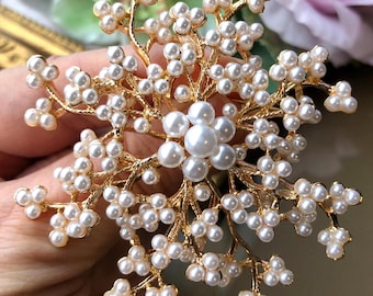 Pearl Brooch Pin, Large Brooch, White Jewelry, Pearl Jewelry, Gift