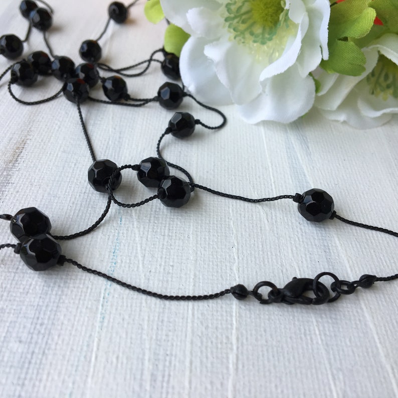 Large black pearl necklace for women, Necklace for mom, Anniversary gift image 5