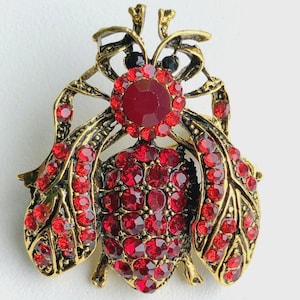 Honingbij broche, rode strass insect sieraden cadeau, bijenliefhebber pin, sprankelende broche voor vrouwen mannen, op de natuur geïnspireerd accessoire