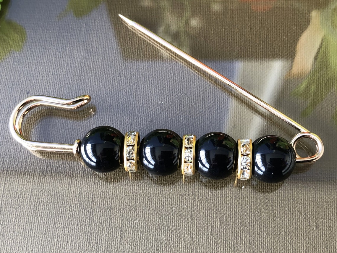 Large Safety Pin Pearl Brooch Pin Vintage Style Jewelry Etsy