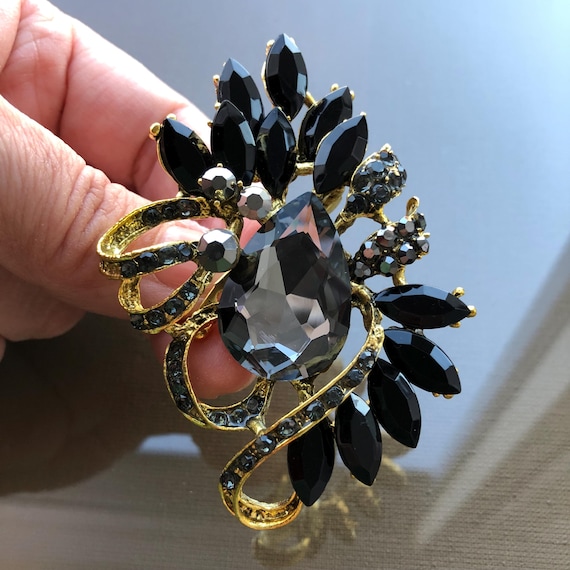 Grandes broches de luxe élégantes en cristal goutte d'eau