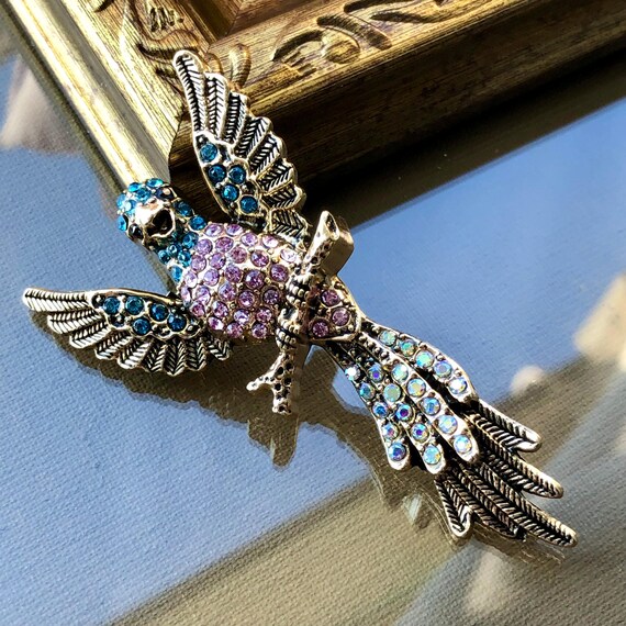 Broche Vintage En Forme D'oiseau - Bijou Fantaisie Déco, Pièce Unique Ancienne