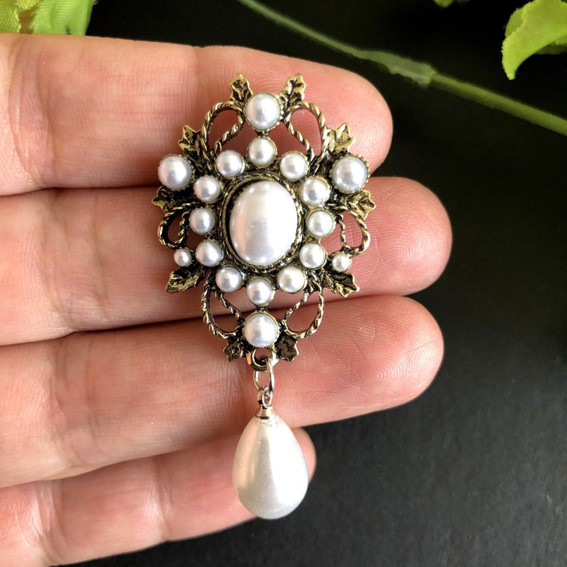 Brooch Pin White Pearl Brooch Pearl Jewelry zdjęcie 2