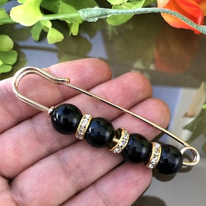 Große Sicherheitsnadel, schwarze Brosche, Vintage-Stil Schmuck, Vintage-Stil Sicherheitsnadel, Geschenk