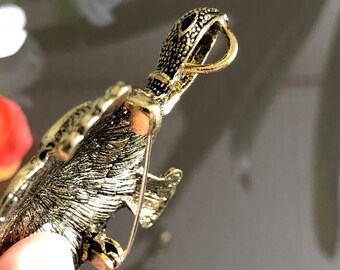 Pendentif Tortue Vintage Strass Décoré - Bijou Ancien Pour Sautoir Ou Collier - Occasion