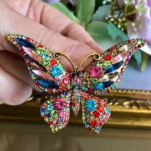 Large Butterfly Brooch Pin, Butterfly Jewellery, Butterfly Jewelry, Butterfly Gift, Crystal Butterfly Brooch