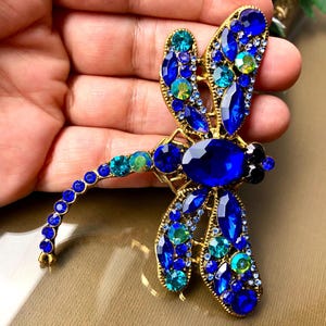 Large crystal dragonfly brooch, Dragonfly pin, Dragonfly gift, Dragonfly jewellery, Dragonfly Jewelry, Insect jewellery