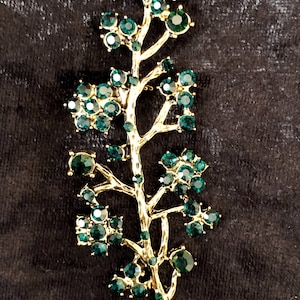 Große florale Strass Brosche, dunkel grüne Brosche, Vintage Style Schmuck, Geschenke für sie Bild 2