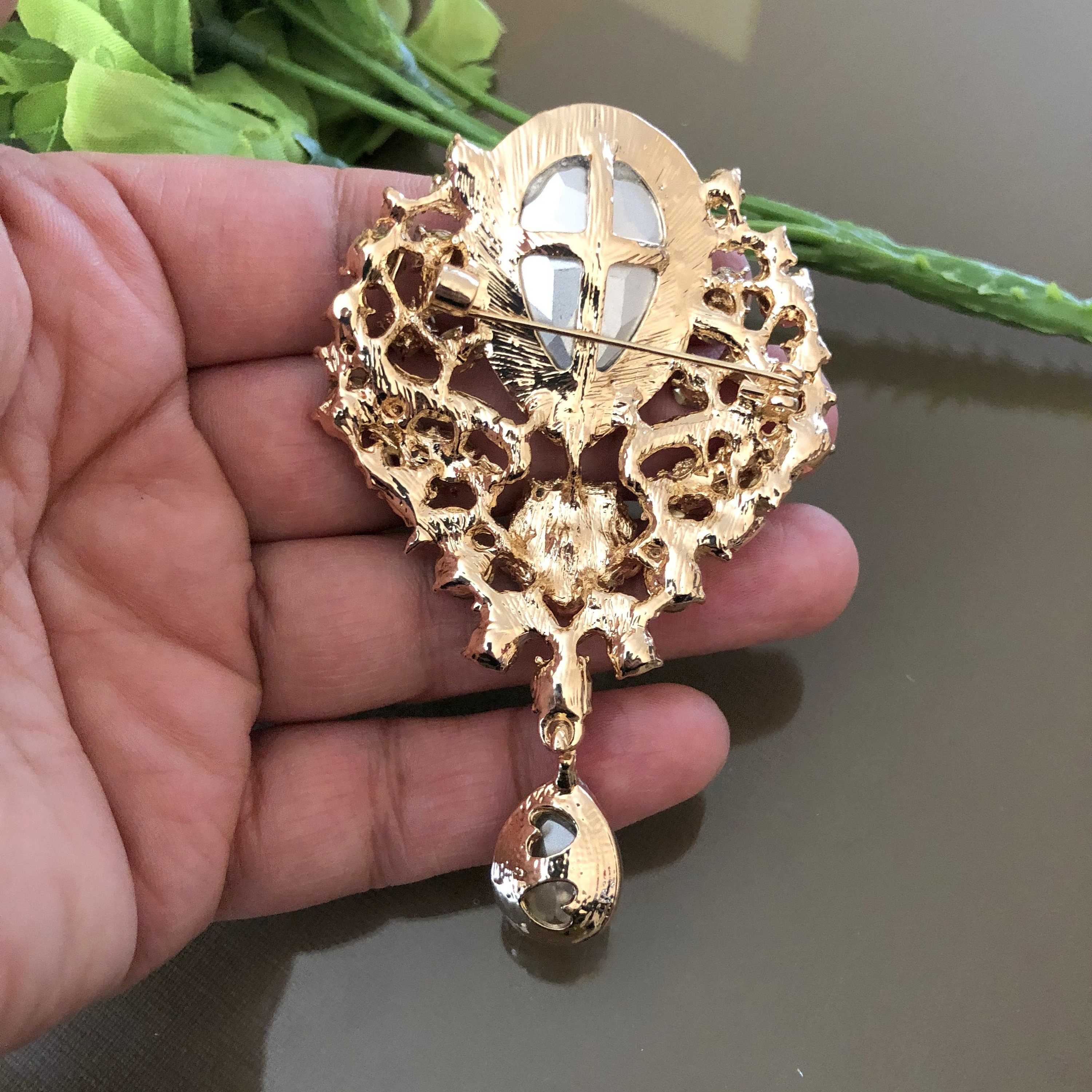 Spilla vintage in strass di cristallo - Italia