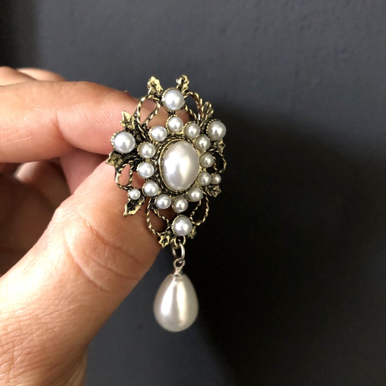 Brooch Pin White Pearl Brooch Pearl Jewelry zdjęcie 5