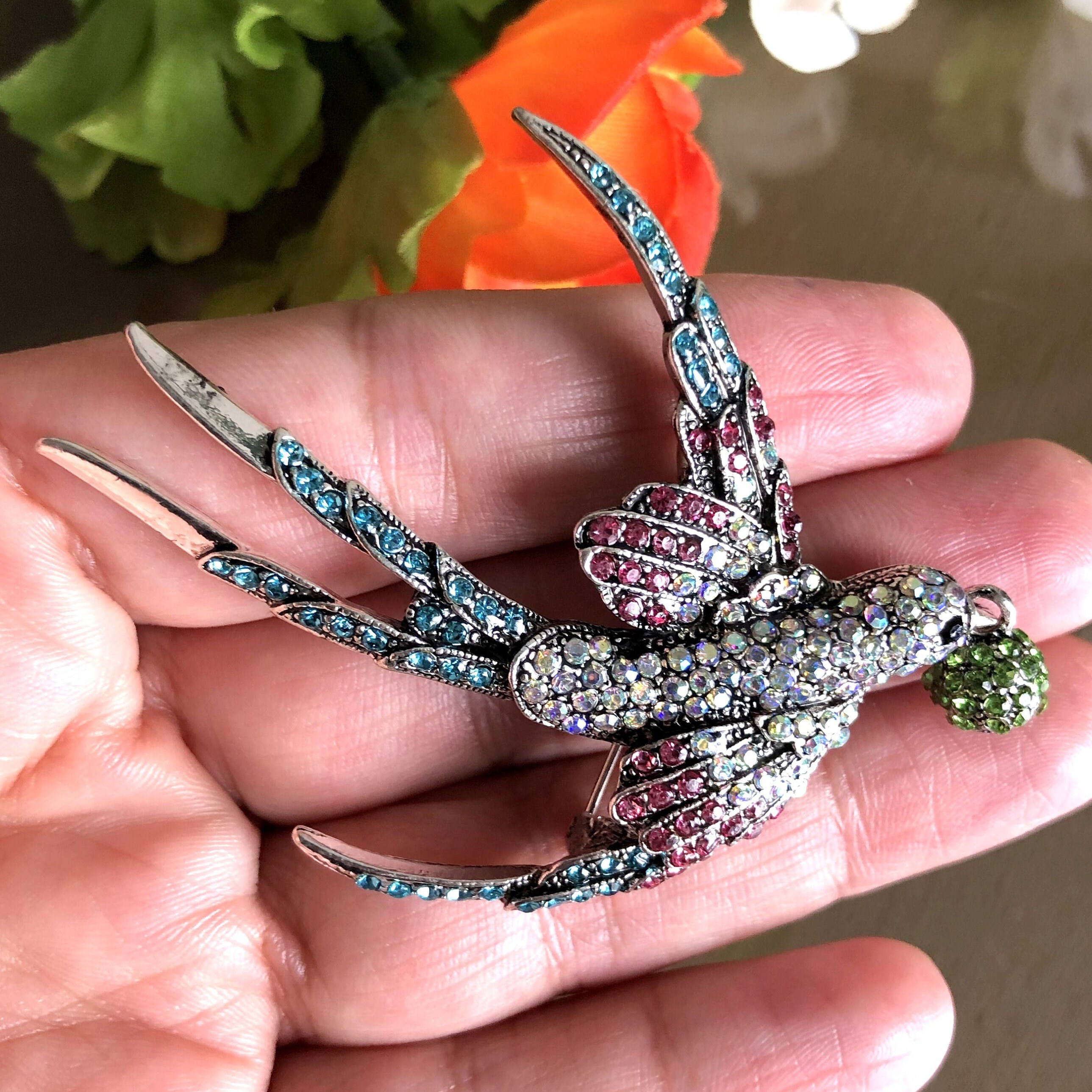 Broche Libellule Fantaisie Bleue Strass - Cadeau Mariage Femme Homme