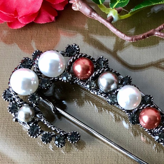 Large Safety Pearl Brooch Pin, Vintage Style Jewe… - image 8