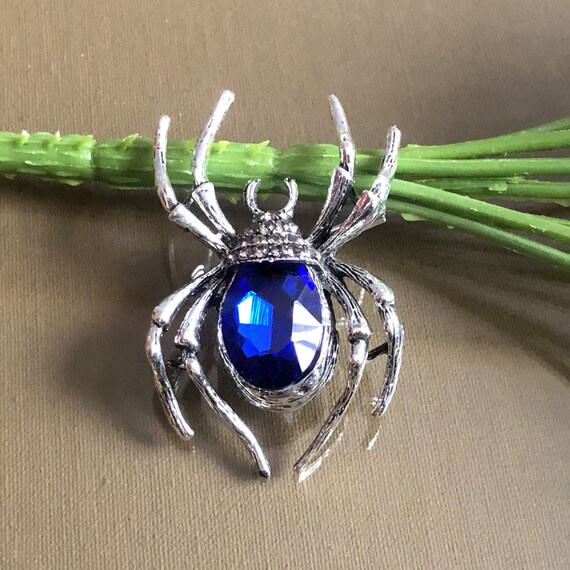 Large Blue Spider Brooch, Spider Brooch, Blue Spid