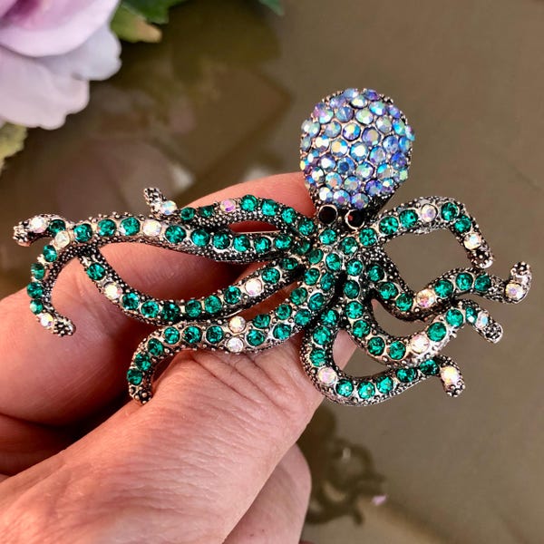 Octopus brooch in ocean blue main image 1