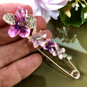 Blumen Schmuck, große Sicherheitsnadel, Emaille Brosche, Vintage Stil Schmuck, Vintage Stil Sicherheitsnadel, Geschenk