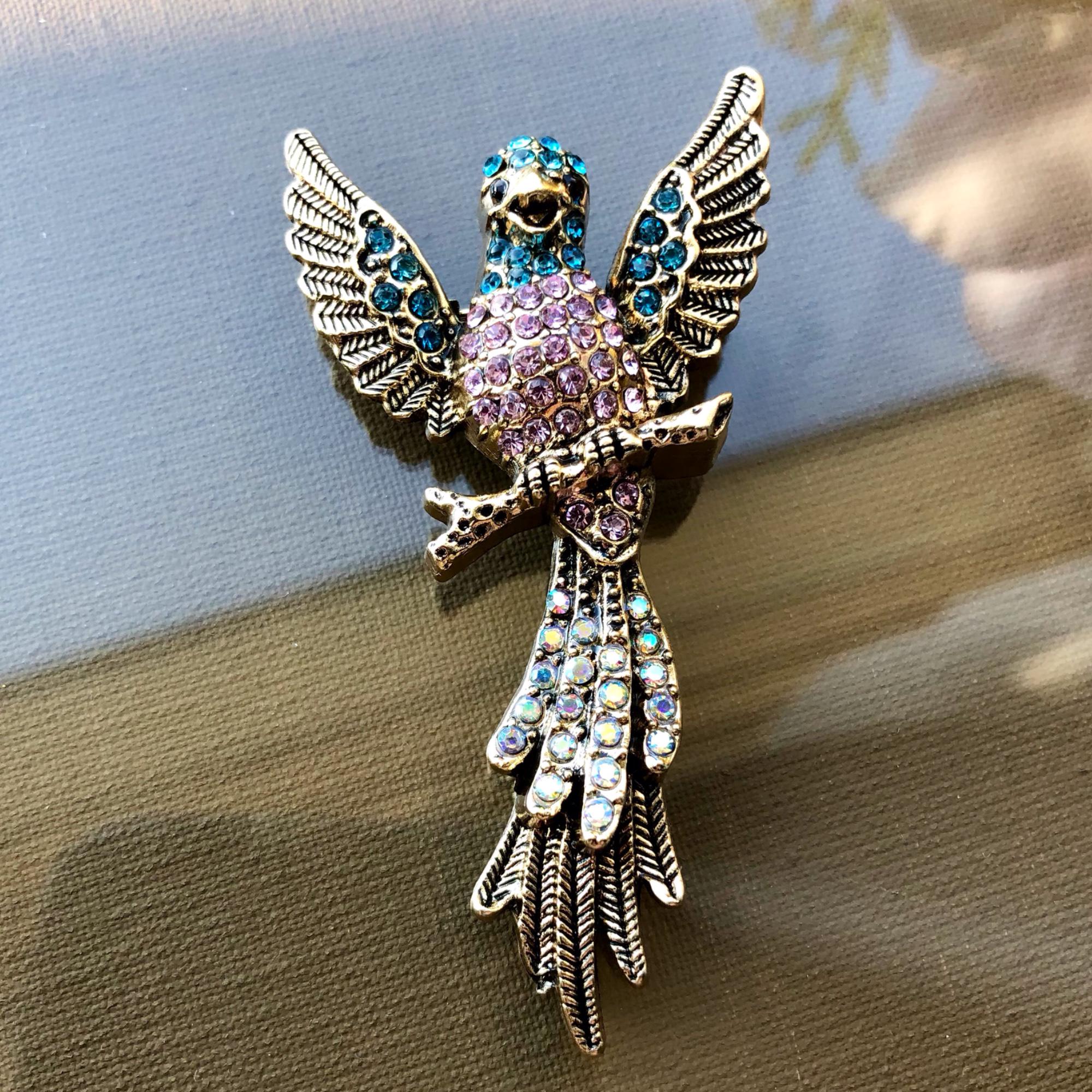 Broche Vintage Fantaisie Oiseau - Modèle N150 - Bijou Rétro Occasion - Parfaite Pour Customiser Une Veste Ou Un Chapeau